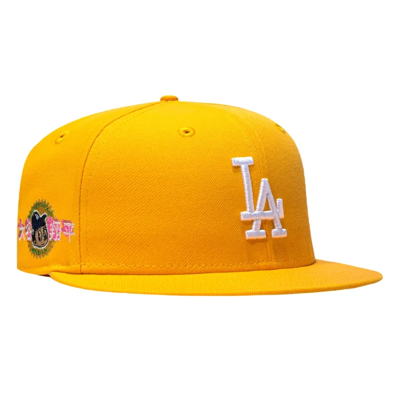 New Era Los Angeles Dodgers fitted hat Gold colorway - New Era 59Fifty Pink Lemonade Los Angeles Dodgers Shohei Ohtani Patch Pink UV Hat – Gold
