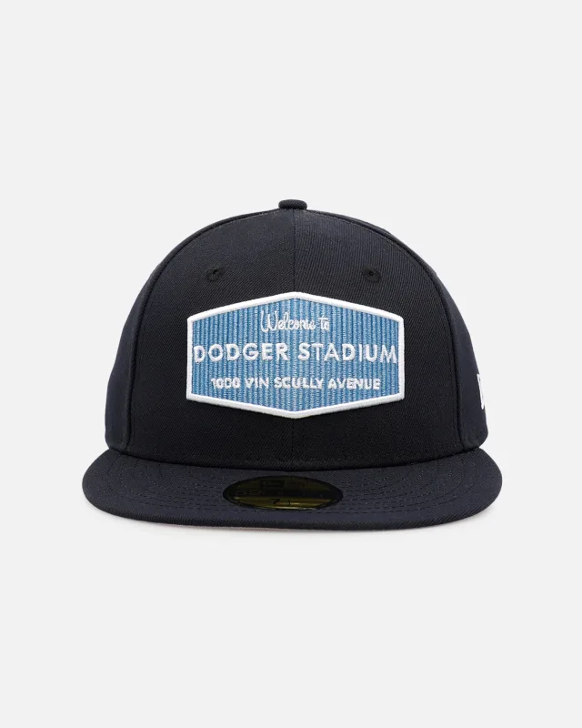 New Era Los Angeles Dodgers fitted hat navy, blue colorway - New Era Los Angeles Dodgers ‘Welcome Sign’ 59FIFTY Fitted Navy