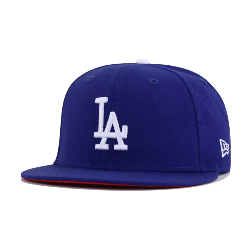 New Era Los Angeles Dodgers fitted hat red, blue, royal colorway - Los Angeles Dodgers Dark Royal Blue Red Bottom New Era 59Fifty Fitted