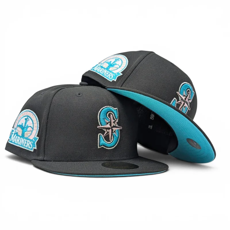 New Era Seattle Mariners fitted hat black, teal colorway - 30th Anniversary Fitted: New Era Drops Seattle Mariners Teal Brim Commemorative