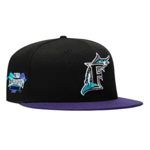New Era Miami Marlins fitted hat Black, Purple colorway - New Era Drops Clean Marlins Fitted with 1992 Expansion Draft Patch