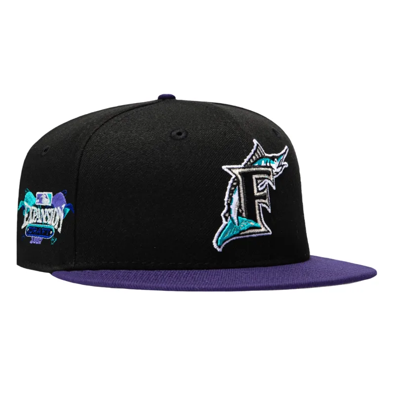 New Era Miami Marlins fitted hat Black, Purple colorway - New Era Drops Clean Marlins Fitted with 1992 Expansion Draft Patch