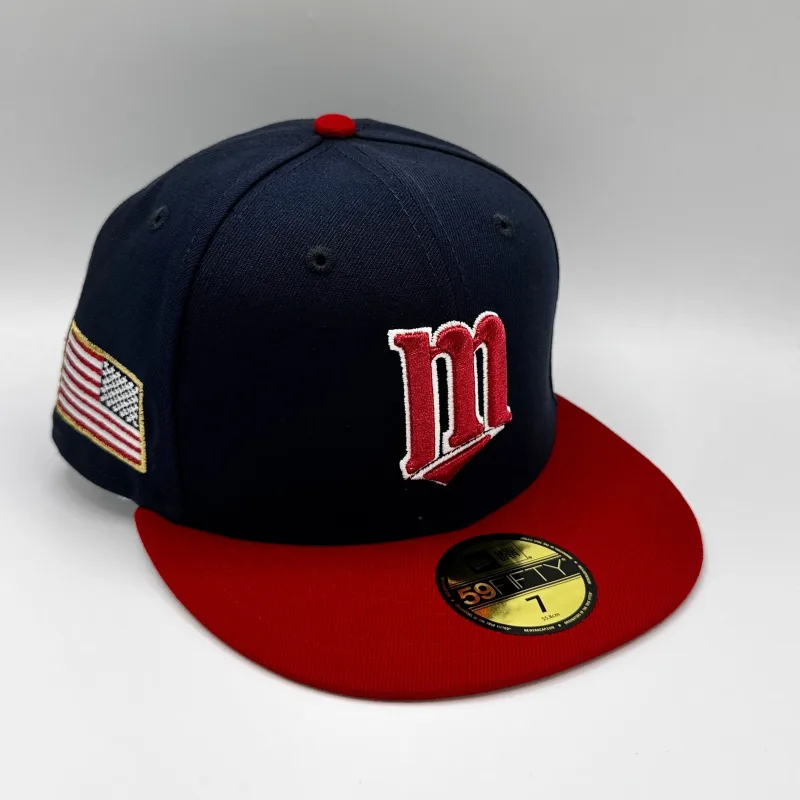 New Era Minnesota Twins fitted hat Men's colorway - Adult Minnesota Twins USA M Custom Side Patch 59FIFTY Fitted Hat – Men’s
