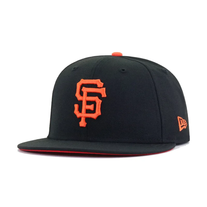New Era New York Giants fitted hat black, red, orange colorway - San Francisco Giants Black Red Bottom New Era 59Fifty Fitted