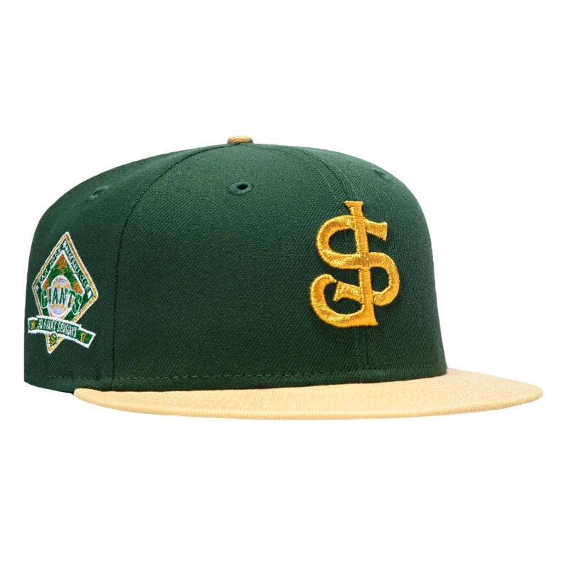 New Era New York Giants fitted hat Green, Tan colorway - New Era 59Fifty San Jose Giants 30th Anniversary Patch Hat – Green, Tan