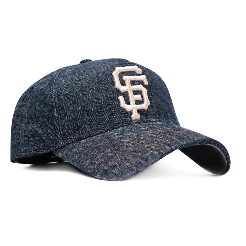 New Era New York Giants fitted hat Navy Denim colorway - New Era 59Forty A-Frame San Francisco Giants Hat – Navy Denim
