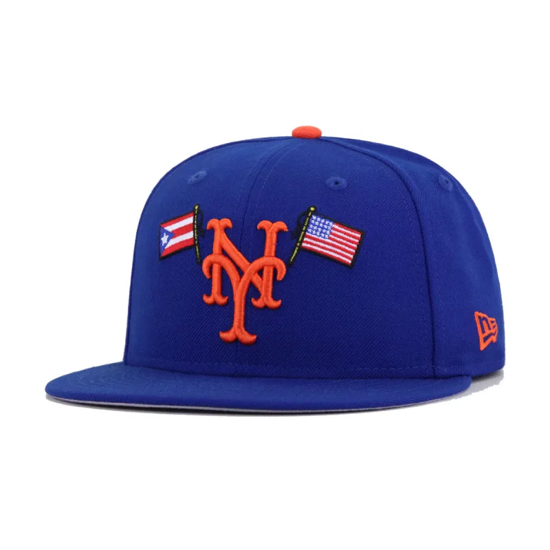 New Era New York Mets fitted hat red, blue, orange, yellow, royal colorway - New York Mets Light Royal Blue Puerto Rico x USA New Era 59Fifty Fitted