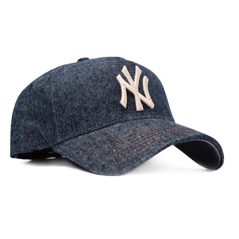 New Era New York Yankees fitted hat Navy Denim colorway - New Era 59Forty A-Frame New York Yankees Hat – Navy Denim