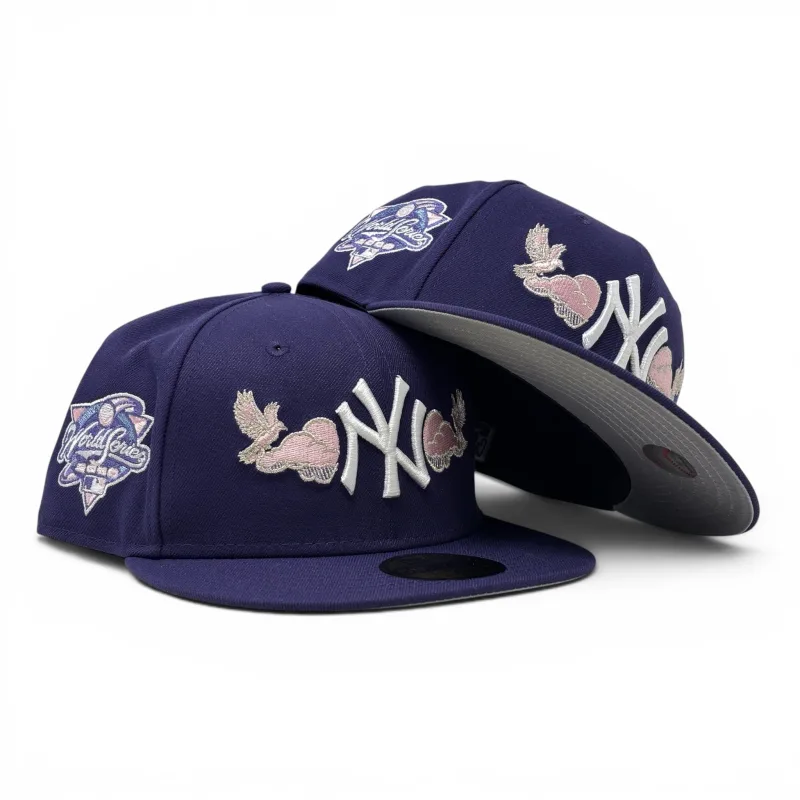 New Era New York Yankees fitted hat purple colorway - New York Yankees 2000 World Series “Bird in the Cloud” Fitted Hats-Purple