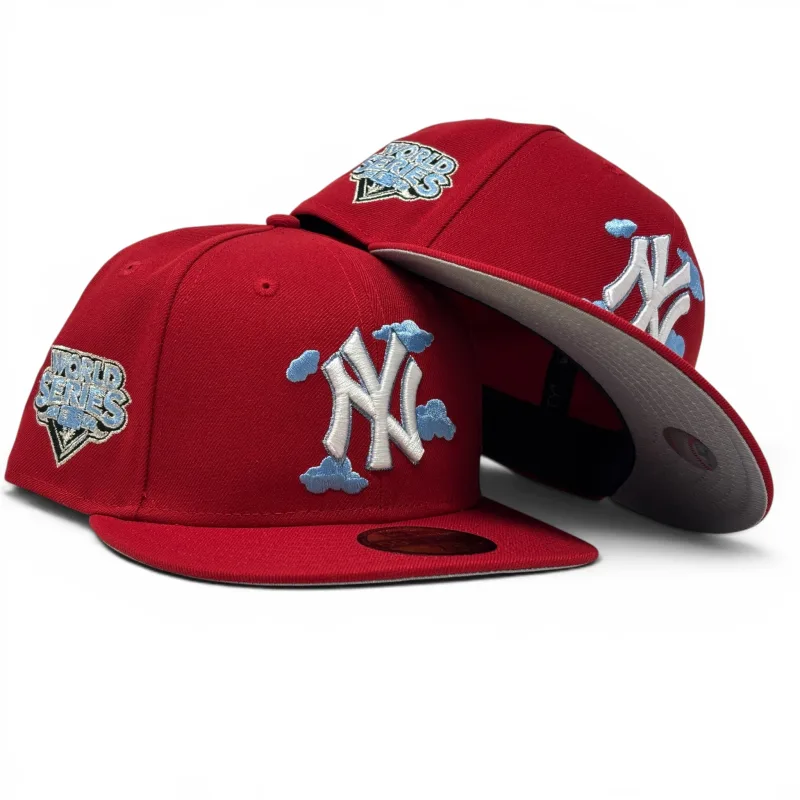 New Era New York Yankees fitted hat red colorway - New York Yankees 2009 World Series “Cloud Pack” Fitted Hats-Red