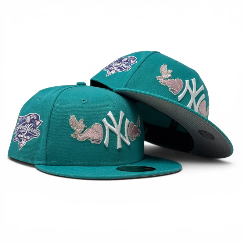 New Era New York Yankees fitted hat teal colorway - New York Yankees 2000 World Series “Bird in the Cloud” Fitted Hats-Teal