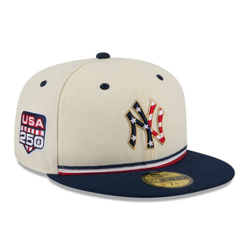 New Era New York Yankees fitted hat White, Royal colorway - New Era 59Fifty 2026 MLB 4th of July New York Yankees 250th Anniversary Patch Hat – White, Royal