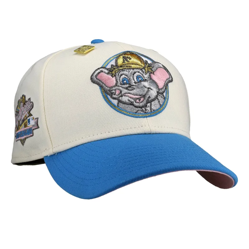 New Era Oakland Athletics fitted hat white, pink colorway - Oakland Athletics 1989 World Series Metallic Stomper Off White 59Fifty Fitted Hat