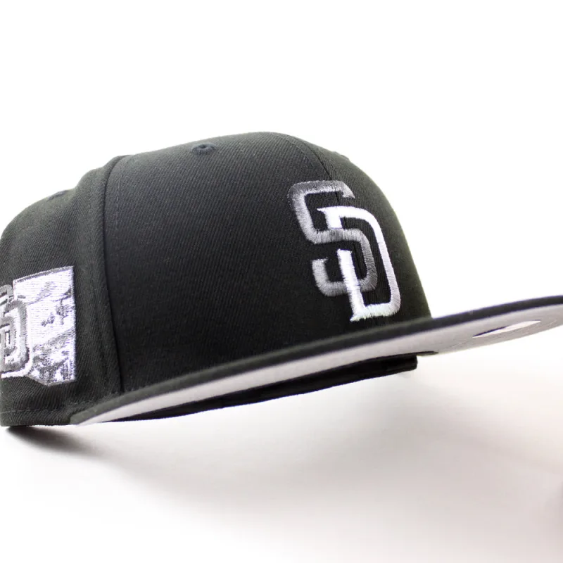 New Era San Diego Padres fitted hat Black Gray Under Brim colorway - Padres Spring Training Fitted Brings Clean Black and Gray Vibes