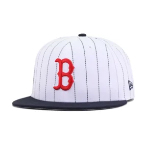 New Era Boston Red Sox fitted hat navy, red colorway - New Era Drops Classic Red Sox Fitted in Navy Pinstripe