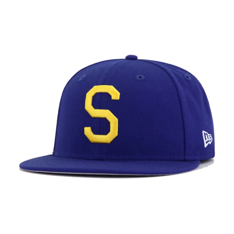 New Era Seattle Mariners fitted hat blue, yellow, royal colorway - Seattle Pilots Dark Royal Blue 1969 New Era 59Fifty Fitted