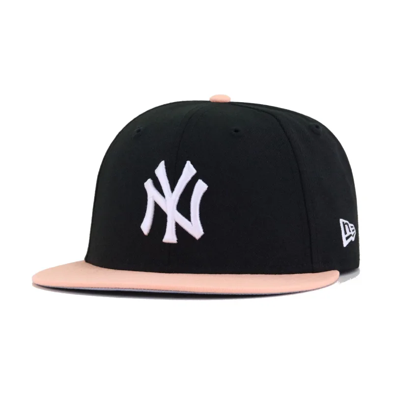 New Era New York Yankees fitted hat black, orange colorway - New Era Yankees Fitted Drops in Clean Black and Peach Colorway