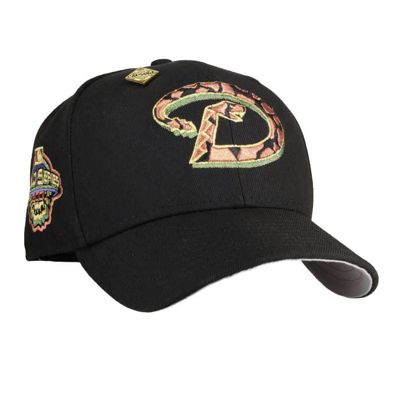New Era Arizona Diamondbacks fitted hat black, grey, copper colorway - Arizona Diamondbacks 2001 World Series Black Copper Metallics 59Fifty Fitted Hat