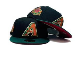 New Era Arizona Diamondbacks fitted hat burgundy colorway - ARIZONA DIAMONDBACKS 20TH ANNIVERSARY “MLB* NHL CROSSOVER” BURGUNDY BRIM NEW ERA FITTED HAT