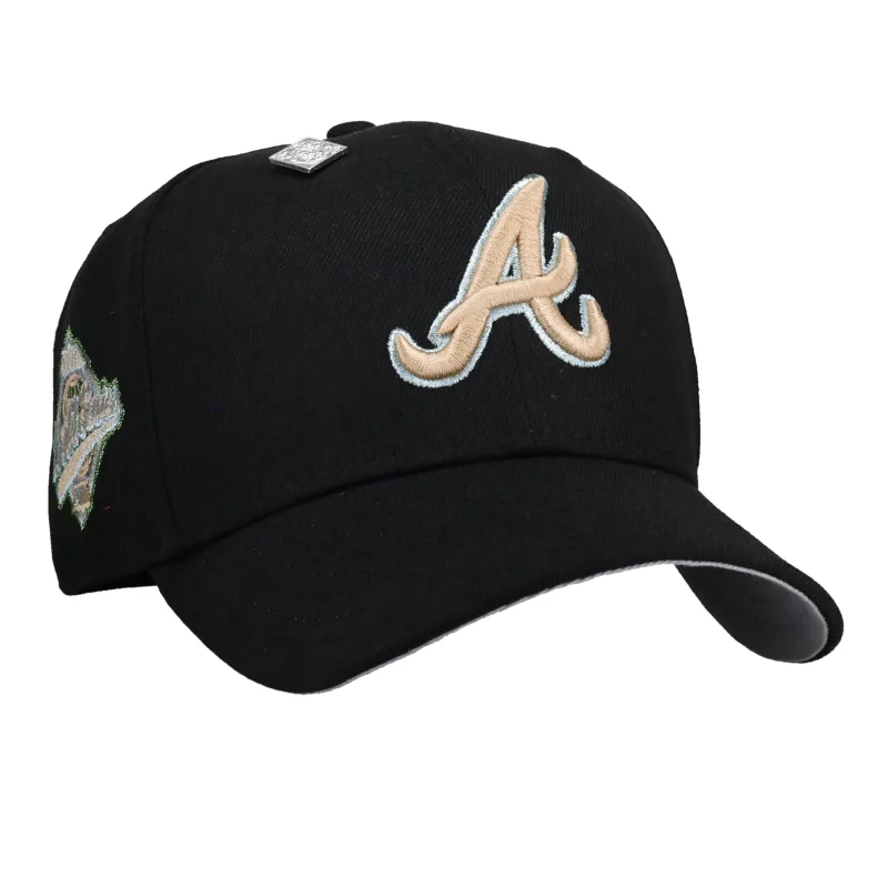 New Era Atlanta Braves fitted hat black, grey, blue colorway - Atlanta Braves 1996 World Series Black/Blue Tint 59Fifty Fitted Hat