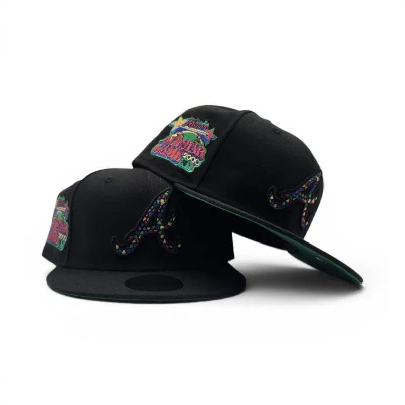 New Era Atlanta Braves fitted hat black, green colorway - Black Atlanta Braves Mosaic Logo Green Bottom 2000 All Star Game Side Patch New Era 59FIFTY Fitted