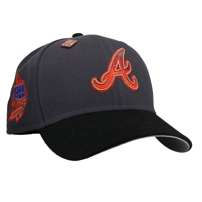 New Era Atlanta Braves fitted hat grey, orange, graphite colorway - Atlanta Braves 1999 World Series Graphite/Orange Accent 59Fifty Fitted Hat