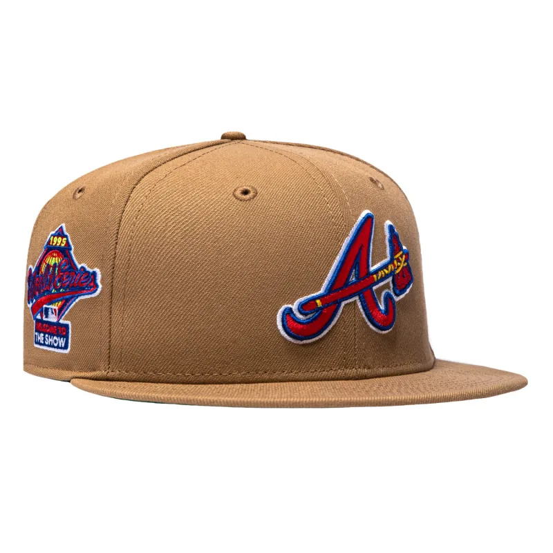 New Era Atlanta Braves fitted hat Khaki colorway - New Era 59Fifty Atlanta Braves 1995 World Series Welcome to the Show Patch Alternate Hat – Khaki