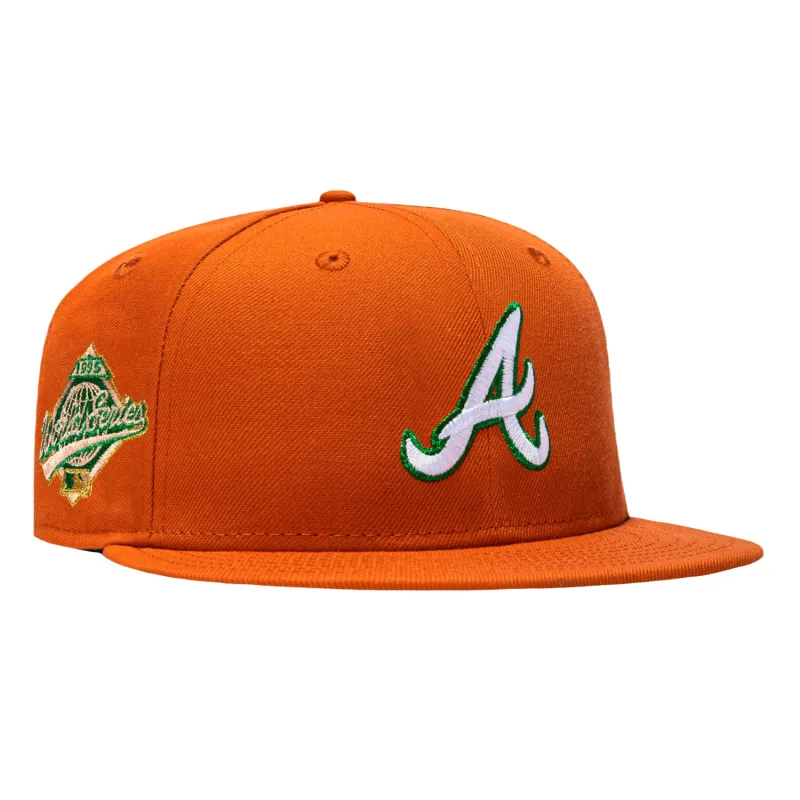 New Era Atlanta Braves fitted hat Light Burnt Orange colorway - New Era 59Fifty Terra Cotta Atlanta Braves 1992 World Series Patch Hat – Light Burnt Orange