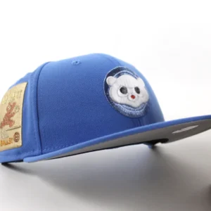 New Era Chicago Cubs fitted hat Air Force Blue Gray Under Brim colorway - Chicago Cubs be Alert For Foul Balls New Era 59Fifty Fitted Hat (Air Force Blue Gray Under Brim)