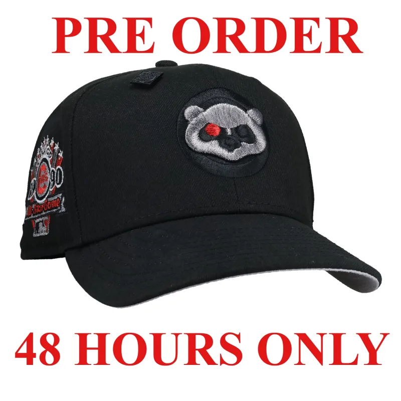 New Era Chicago Cubs fitted hat black, white, grey, red colorway - PRE-ORDER Chicago Cubs 1990 All Star Game “Red Eye” Black Metallic 59Fifty Fitted Hat