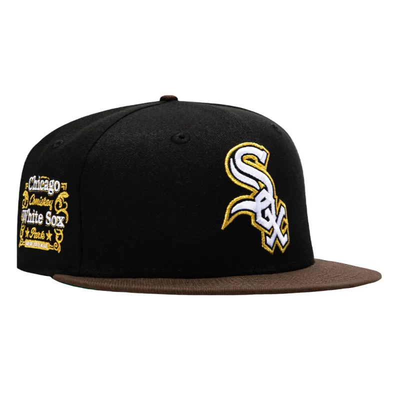 New Era Chicago White Sox fitted hat Black, Brown colorway - New Era 59Fifty Highball Chicago White Sox Comiskey Patch Hat – Black, Brown