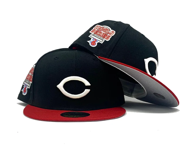 New Era Cincinnati Reds fitted hat gray, red colorway - CINCINNATI REDS 1976 WORLD SERIES GRAY BRIM NEW ERA FITTED HAT