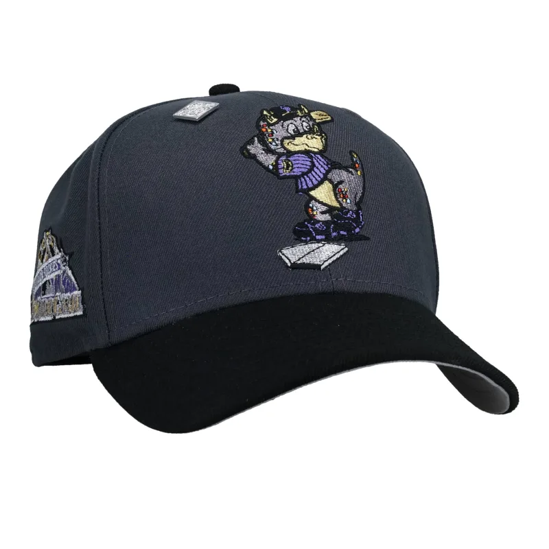 New Era Colorado Rockies fitted hat grey, graphite colorway - Colorado Rockies 1998 All Star Game Graphite Cartoon 59Fifty Fitted Hat