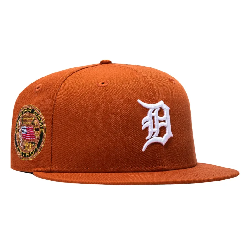 New Era Detroit Tigers fitted hat Burnt Orange colorway - New Era 59Fifty Terra Cotta Detroit Tigers 1971 All Star Game Patch Hat – Burnt Orange