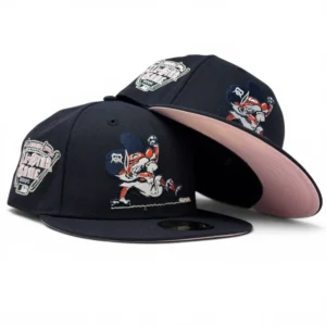 New Era Detroit Tigers fitted hat navy, pink colorway - Detroit Tigers 2005 All Star Game Sliding Kitty Pink Brim Fitted Hat-Navy