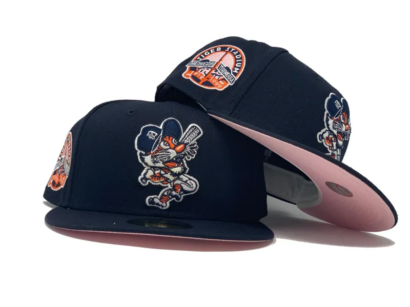 New Era Detroit Tigers fitted hat navy, blue, pink colorway - DETROIT TIGERS NAVY BLUE PINK BRIM NEW ERA FITTED HAT