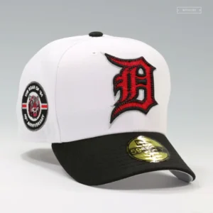 New Era Detroit Tigers fitted hat white colorway - DETROIT TIGERS 1984 WORLD SERIES CHAMPS ROAR OF ’84 CEMENT AJ IV IBEDADOC NEW ERA CAP