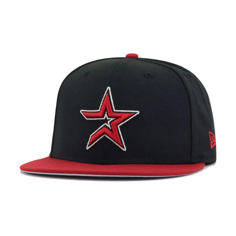 New Era Houston Astros fitted hat black, red, brown colorway - Houston Astros Black H Red New Era 59Fifty Fitted