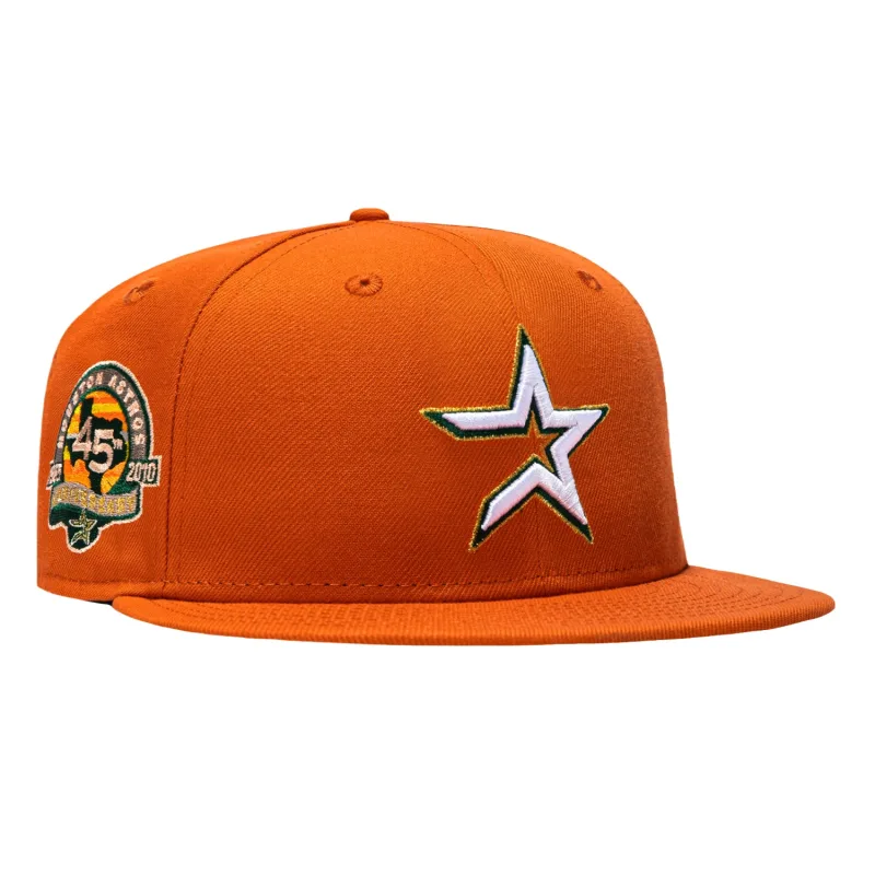 New Era Houston Astros fitted hat Light Burnt Orange colorway - New Era 59Fifty Terra Cotta Houston Astros 45th Anniversary Patch Hat – Light Burnt Orange
