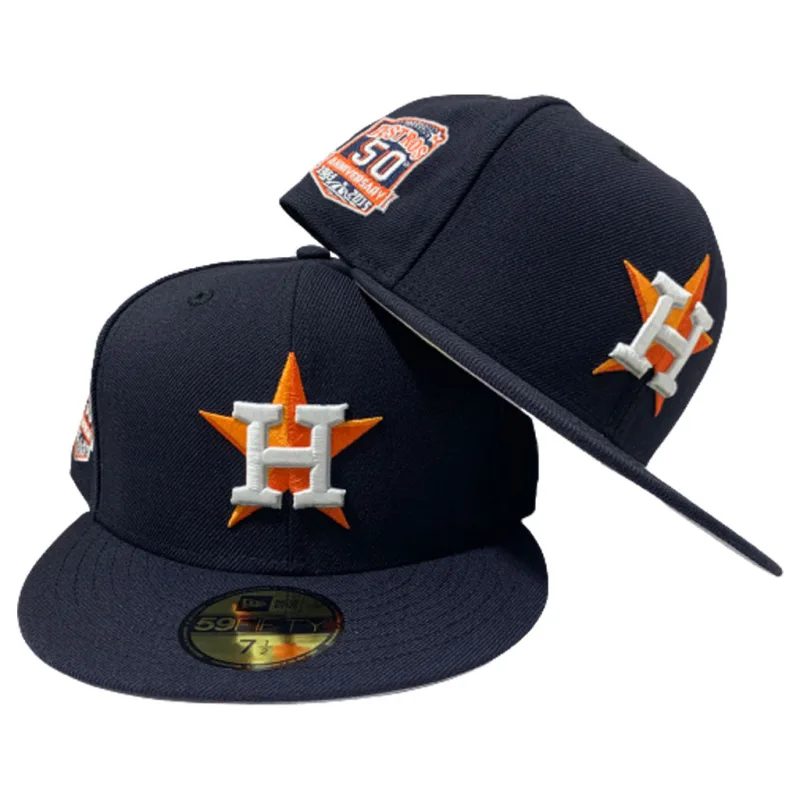 New Era Houston Astros fitted hat navy, blue colorway - HOUSTON ASTROS NAVY BLUE 50TH ANNIVERSARY NEW ERA FITTED HAT