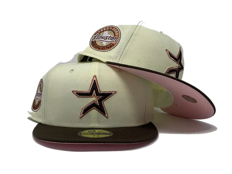 New Era Houston Astros fitted hat pink colorway - HOUSTON ASTROS 45TH ANNIVERSARY PINK BRIM NEW ERA FITTED HAT