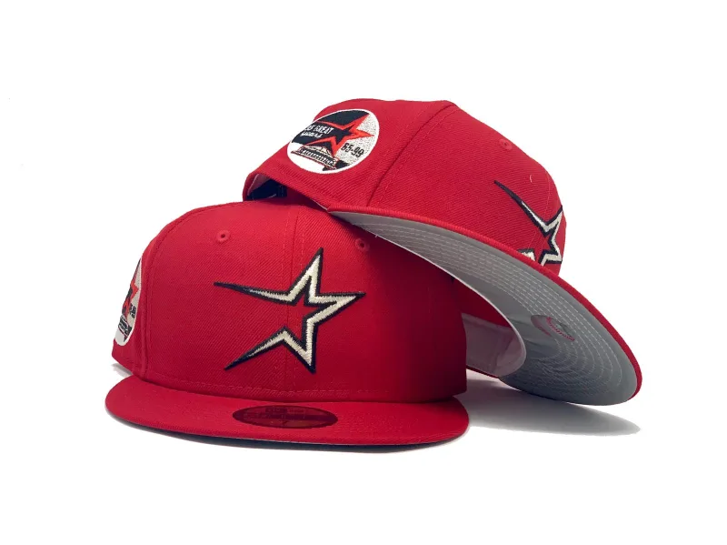 New Era Houston Astros fitted hat red colorway - HOUSTON ASTROS 35TH ANNIVERSARY RED REFLECTIVE BRIM NEW ERA FITTED HAT