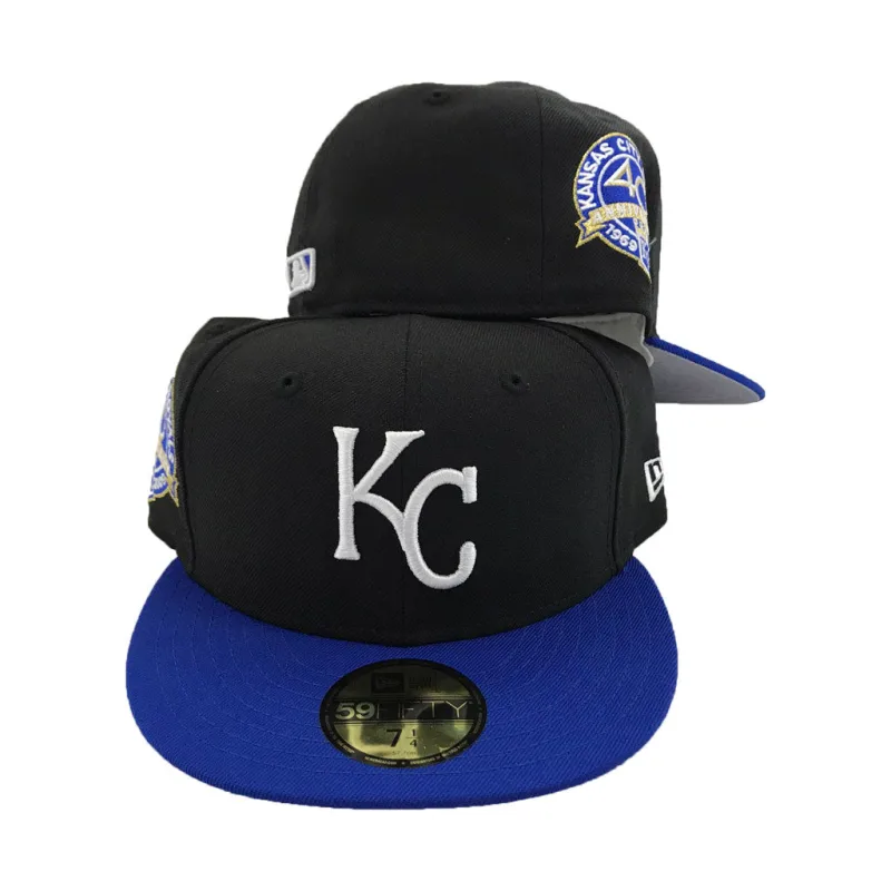 New Era Kansas City Royals fitted hat black, royal colorway - Kansas City Royals 40th Anniversary Black Royal New Era Fitted Cap