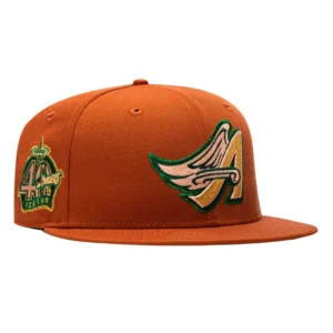 New Era Los Angeles Angels fitted hat Burnt Orange colorway - New Era 59Fifty Terra Cotta Los Angeles Angels 40th Anniversary Patch Hat – Burnt Orange