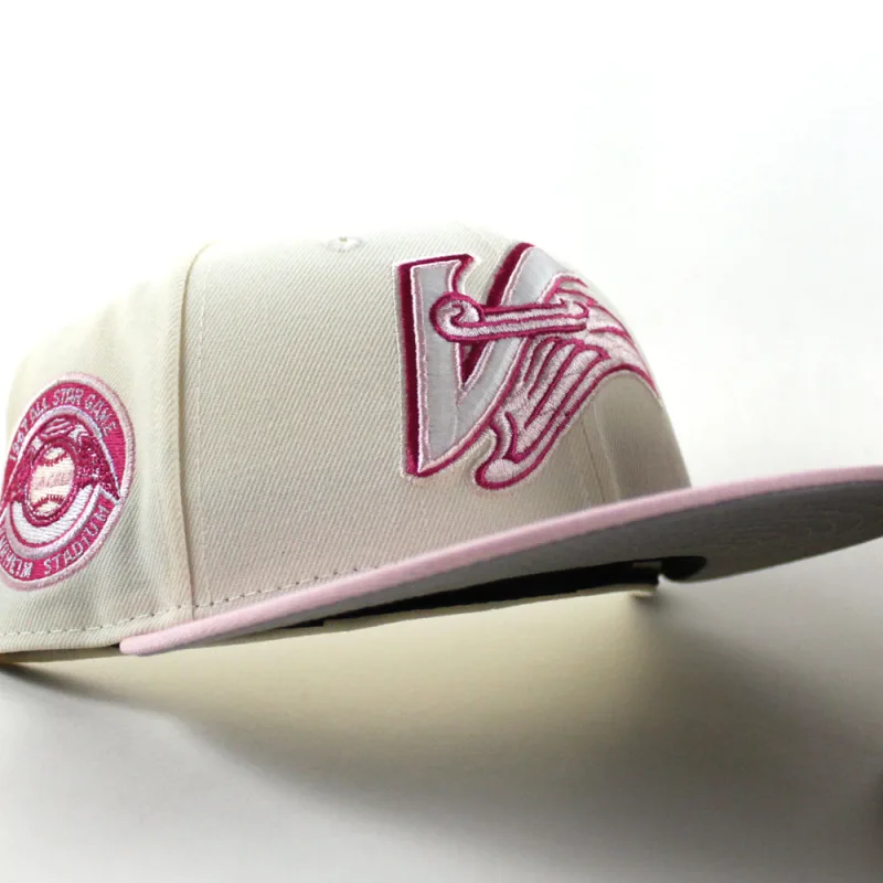 New Era Los Angeles Angels fitted hat Chrome White Pink Gray Under Brim colorway - Anaheim Angels 1967 All Star Game New Era 59Fifty Fitted Hat (Chrome White Pink Gray Under Brim)