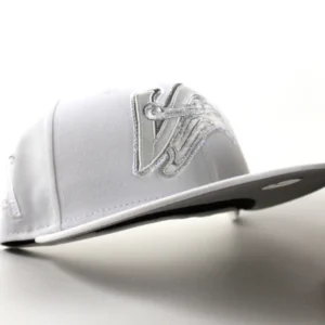 New Era Los Angeles Angels fitted hat Optic White Gray Under Brim colorway - Anaheim Angels Angels Patch New Era 59Fifty Fitted Hat (Optic White Gray Under Brim)