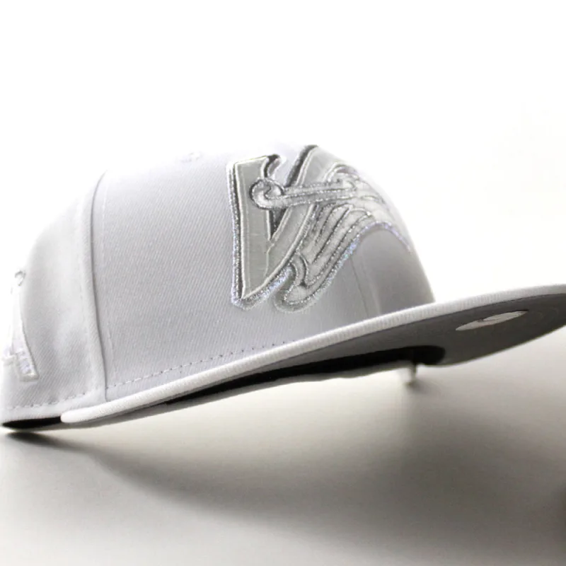 New Era Los Angeles Angels fitted hat Optic White Gray Under Brim colorway - Anaheim Angels Angels Patch New Era 59Fifty Fitted Hat (Optic White Gray Under Brim)