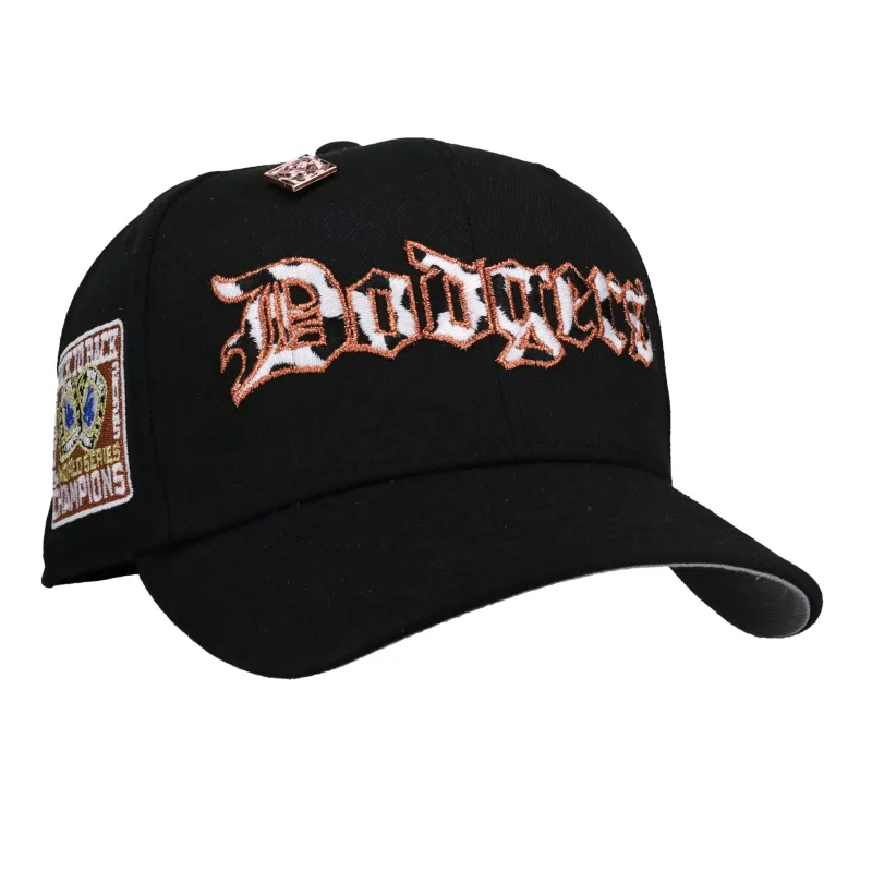 New Era Los Angeles Dodgers fitted hat black, grey colorway - Los Angeles Dodgers Back to Back Champions Black Cow Print 59Fifty Fitted Hat