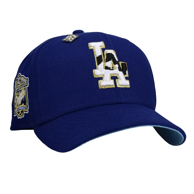 New Era Los Angeles Dodgers fitted hat blue colorway - Los Angeles Dodgers 40th Anniversary Blue/Cow Print 59Fifty Fitted Hat