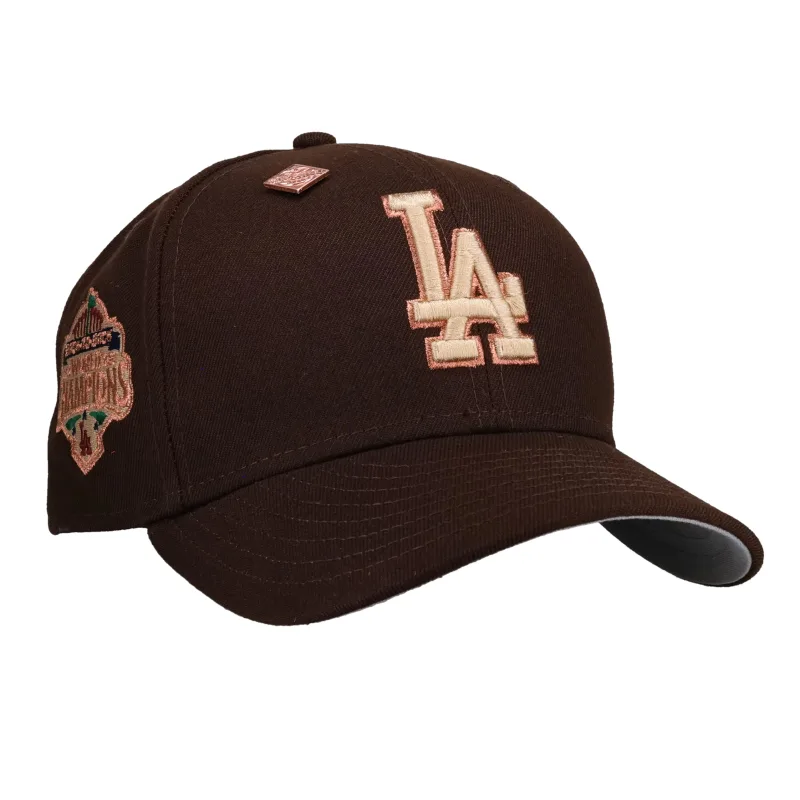 New Era Los Angeles Dodgers fitted hat grey, brown colorway - Los Angeles Dodgers Back to Back Champions Brown 59Fifty Fitted Hat